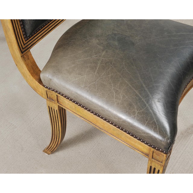 Set of Six Michael Taylor Regency Style Leather Dining Chairs For Sale - Image 11 of 18