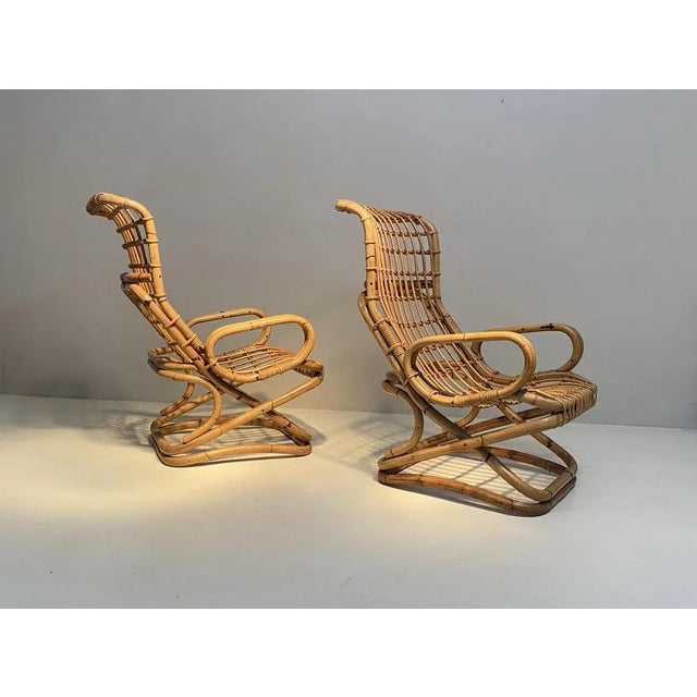 Set of Bamboo Armchairs by Titoli Agnoli, 1950s, in Flawless conditions. Designed 1950 to 1959 This piece is designed in...