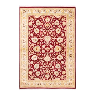 Mogul, One-of-a-Kind Hand-Knotted Area Rug in Red, 4' 2" x 6' 4" For Sale