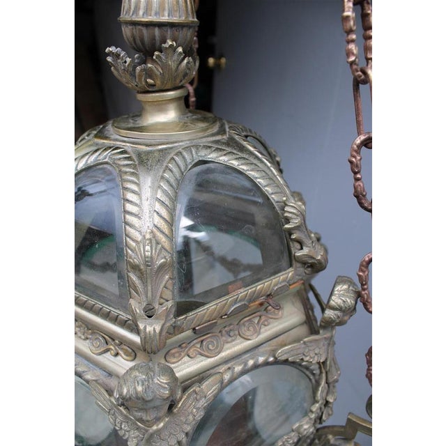 Italian Bronze Lantern with Curved Glass, Italy, 1850s For Sale - Image 3 of 18