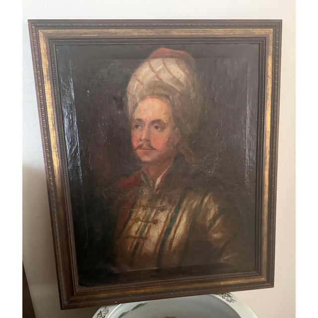 Antique Signed European Oil Portrait of Ottoman Gentleman, Stöyer, Turquerie Tradition 32”t X 26.5”t For Sale - Image 9 of 12