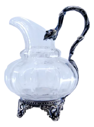 Cut Glass and Silver Water Jug with Feet