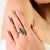 925 Silver Emerald, Sapphire & Diamond Double Flower Bypass Designer Anniversary Ring - Size 6.5 For Sale - Image 6 of 11