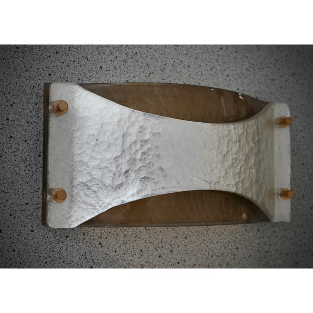 Vintage Square Art Glass and Brass Wall Light, 2000 For Sale - Image 11 of 11