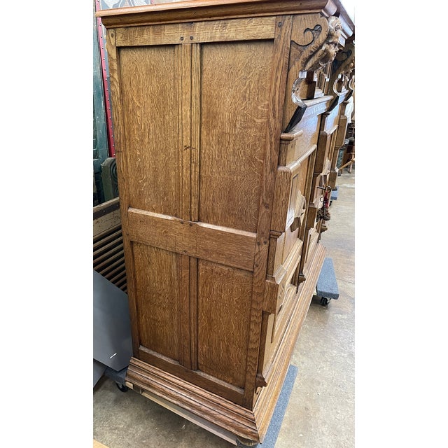 Wood Antique Continental Flemish Renaissance Oak Buffet For Sale - Image 7 of 12