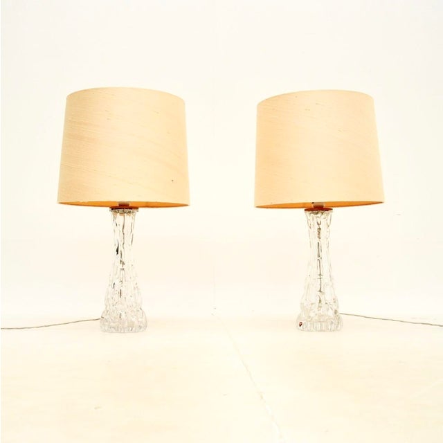 A stunning pair of vintage Swedish table lamps by Carl Fagerlund for Orrefors, dating from around the 1960’s. The quality...