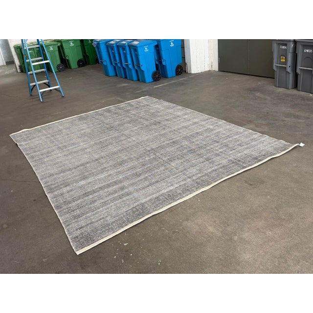 9ft X 12ft Modern Carpet Textured Wool Flatweave Area Rug For Sale - Image 4 of 12