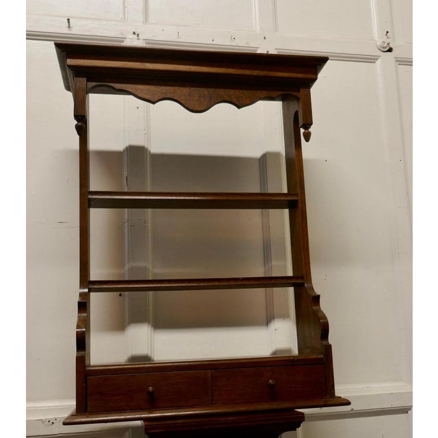 French Country Oak Wall Hanging Shelf with Drawers, 1930 For Sale - Image 6 of 8