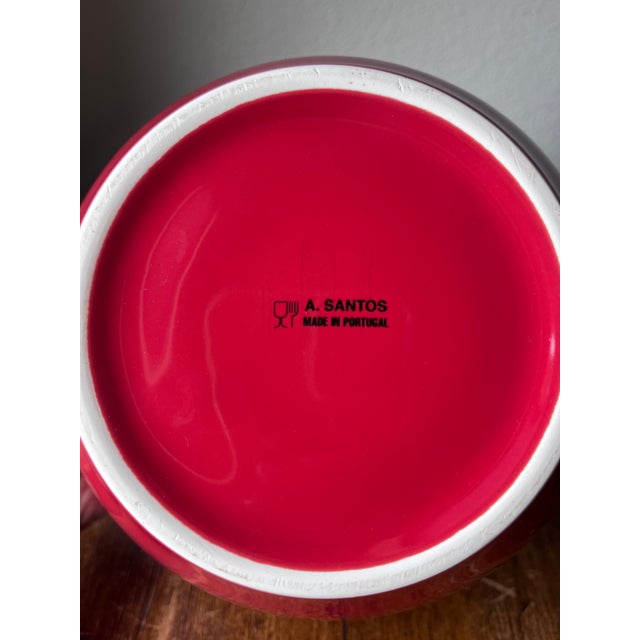 Ceramic Late 20th Century A. Santos Pottery Made in Portugal Red Mixing Bowl 8" For Sale - Image 7 of 7