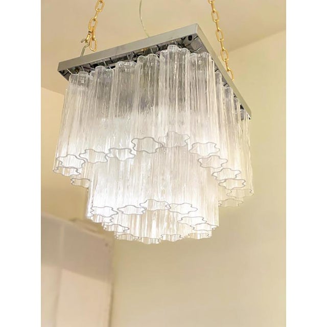 White Transparenttronchi in Venini Style Murano Glass Sputnik Squared Flush Mount by Simoeng For Sale - Image 8 of 11