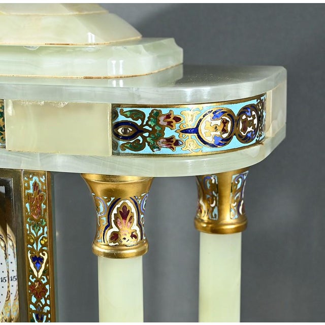 Napoleon III Clock with Columns in Onyx and Enamels, 19th Century For Sale - Image 10 of 18