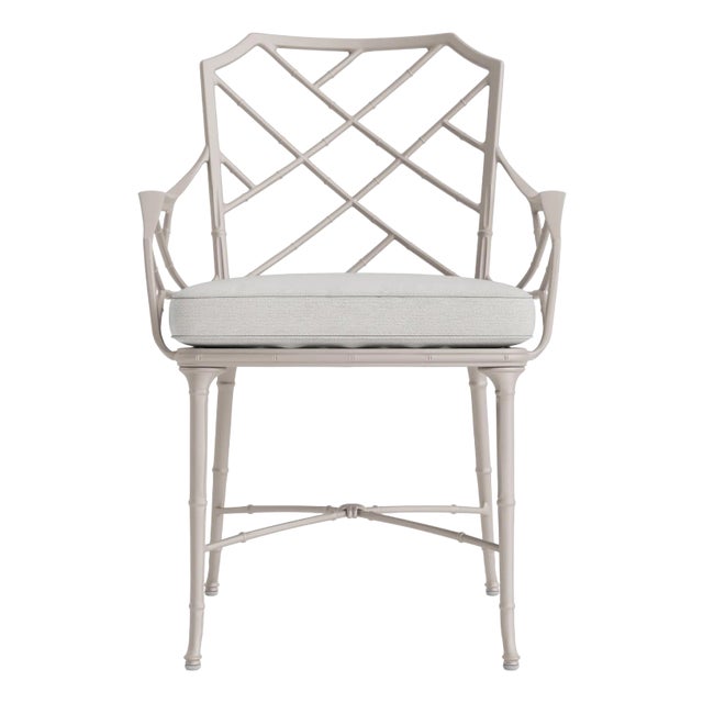 Brown Jordan Calcutta Arm Chair, Dove frame with Fusion Dove fabric For Sale