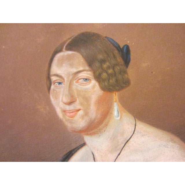 G L Lewin Pastel Gouache Portrait Signed Circa 1848 Rococo Gilt Frame For Sale - Image 10 of 14