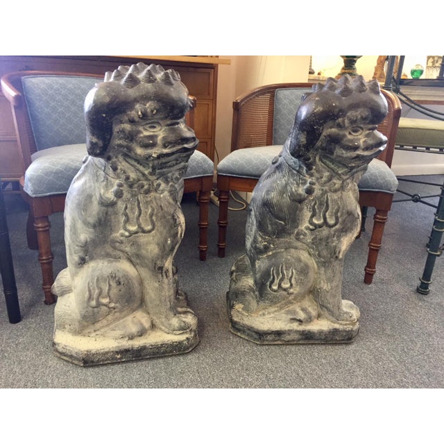 Concrete Rotten Stone Rubbed Foo Dog Statues A Pair Chairish