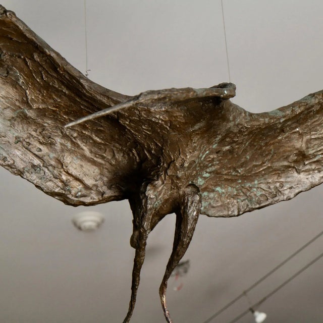 Bronze Midcentury Solid Bronze Heron Sculpture For Sale - Image 8 of 13