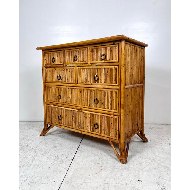 Baker Furniture Company Vintage Baker Milling Road Pencil Reed Rattan Bamboo Chest of Drawers For Sale - Image 4 of 12