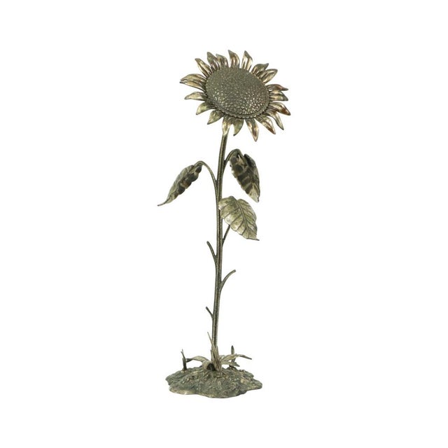 Large Sunflower Ashtray in Silver-Plated Bronze from S. Agudo, 1950s For Sale - Image 6 of 18