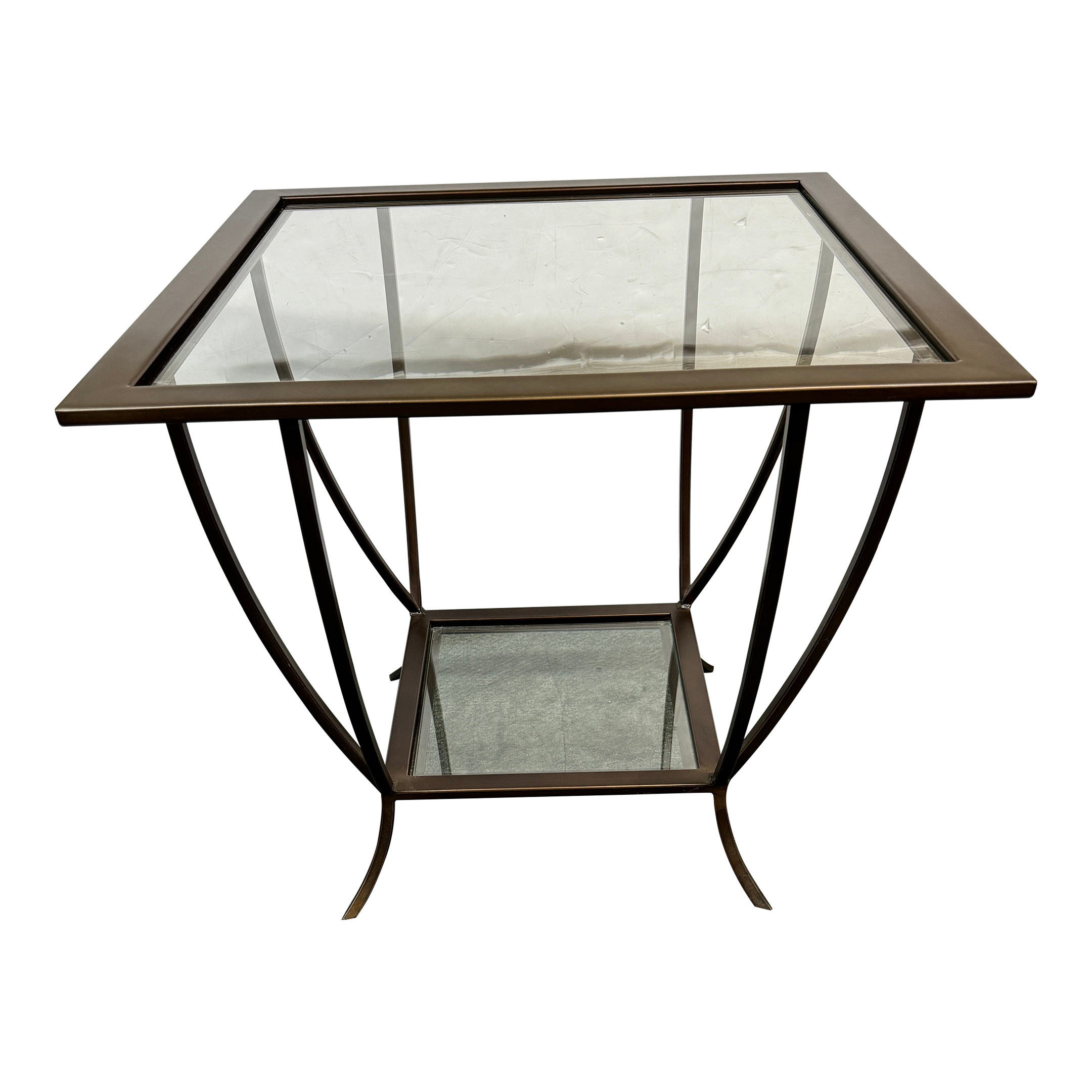 Contemporary Glass + Bronze Metal Side Table - image 0