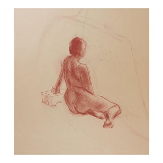 Vintage 1950's Nude Female Study Drawing For Sale