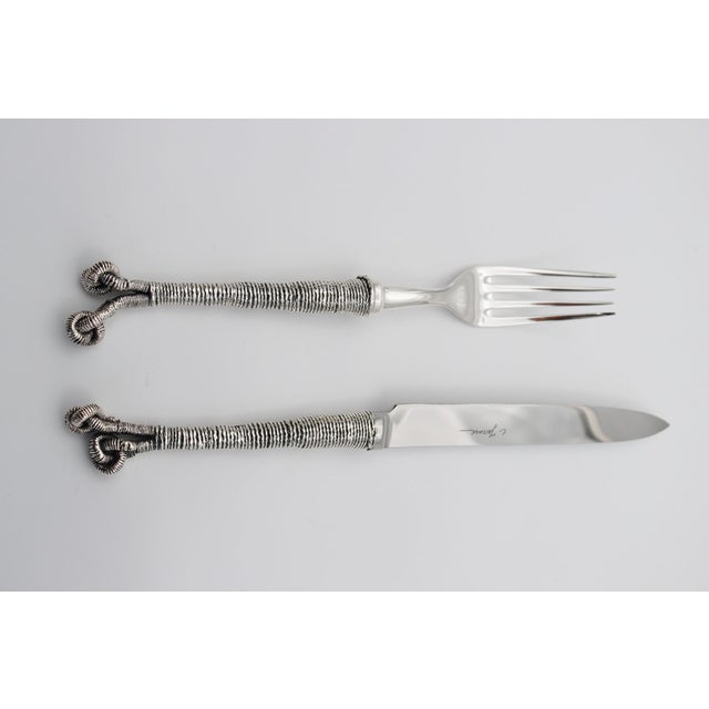 Set of 2 pieces (table forks/fish, table knife or meat/fish knife) in silver bronze 35/42 microns It is possible to order...