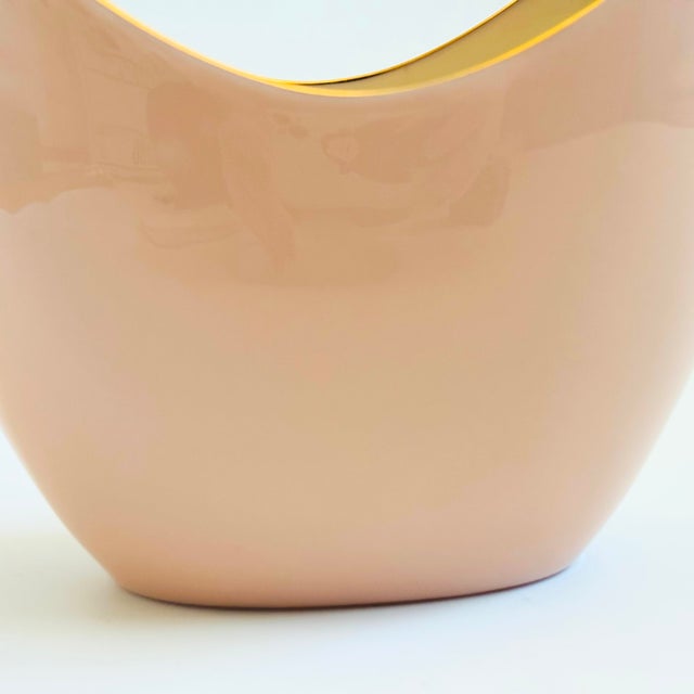 Ceramic Lenox Crescent Blush Pink Porcelain Vase or Planter For Sale - Image 7 of 9