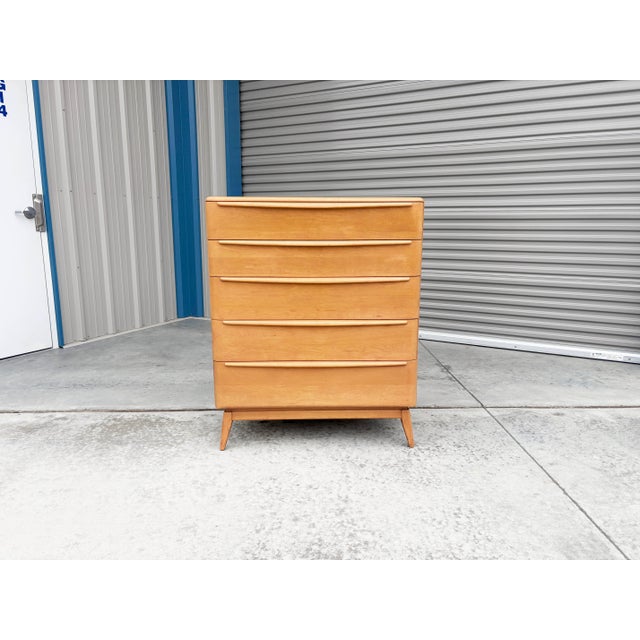 Mid-century maple highboy designed and manufactured by Heywood-Wakefield in the United States, circa 1960s. This...