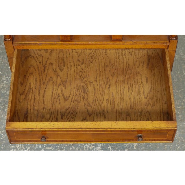 Vintage Walnut Canterbury Newspaper Rack with Brass Handles J1 For Sale - Image 9 of 15