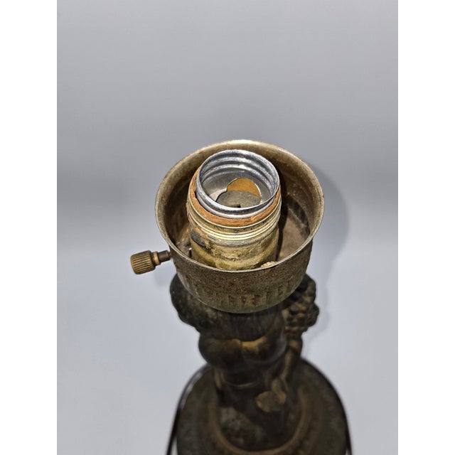 1950s Art Nouveau 1950s Cast Metal Cherub Figural Lamp Base 13" For Sale - Image 5 of 6