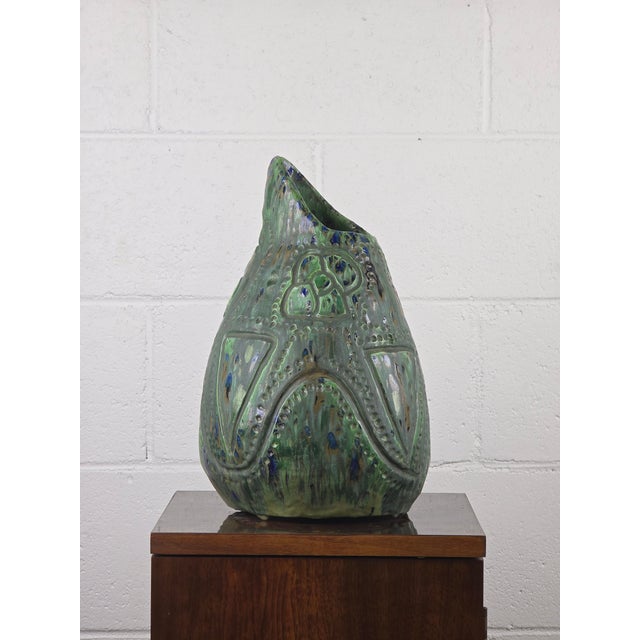 Green Mid Century Free-Form Pottery Vessel by Duane Freeman For Sale - Image 8 of 10