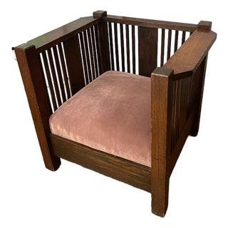 Morris Style Cube Chair With Vertical Slats For Sale