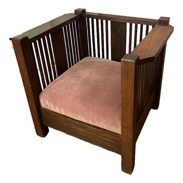 Morris Style Cube Chair With Vertical Slats For Sale