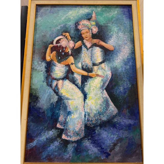 Beautiful Oil Painting Of Two Dancers Signed Laurene 28x39 Excellent condition This beautiful oil painting of two dancers...