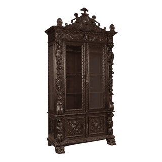 19th Century Neobaroque Walnut Display Cabinet For Sale