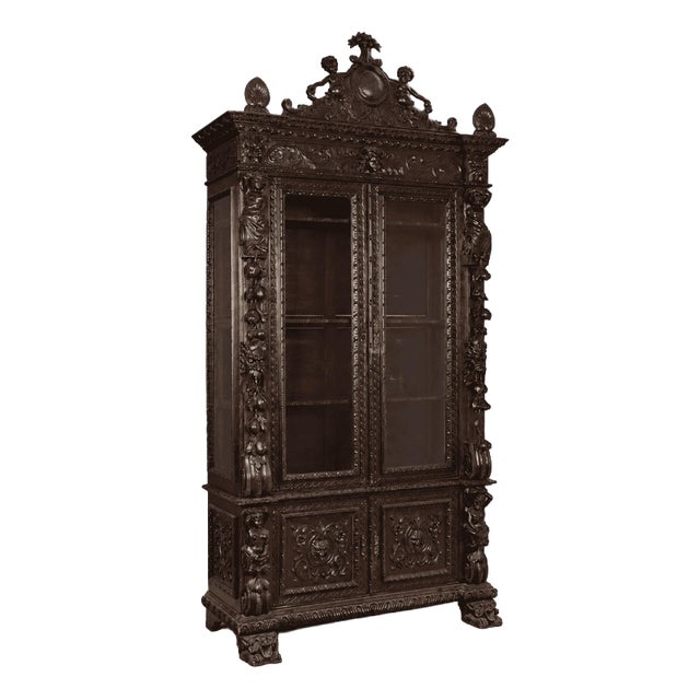 19th Century Neobaroque Walnut Display Cabinet For Sale