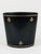 French Black and Gold Leather Wastepaper Basket, 1970s For Sale - Image 10 of 14