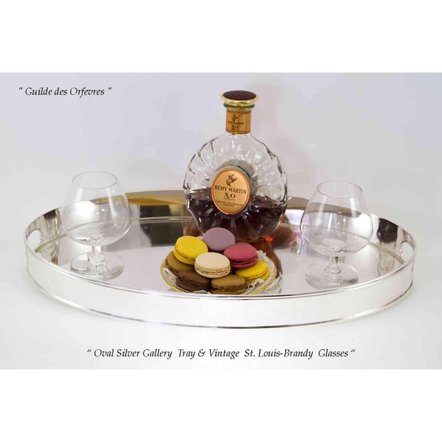 Metal 1990s New Silverplated Oval Gallery Tray With Plain Mount by Valsodo-Italy For Sale - Image 7 of 12