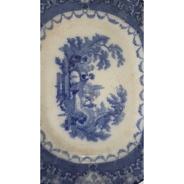Antique Doulton Burslem Watteau Flow Blue Platter, Circa 1890 For Sale - Image 4 of 18