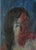 Wonderful mid century abstract figurative of nude mother with baby and bird in background by Honora Berg (American,...