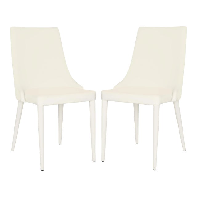 19''H Leather Side Chair in White - a Pair For Sale