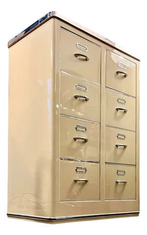 Metal Filing Cabinet by Hansen Berlin, 1950s Steel quality Highboard Chest of Drawers