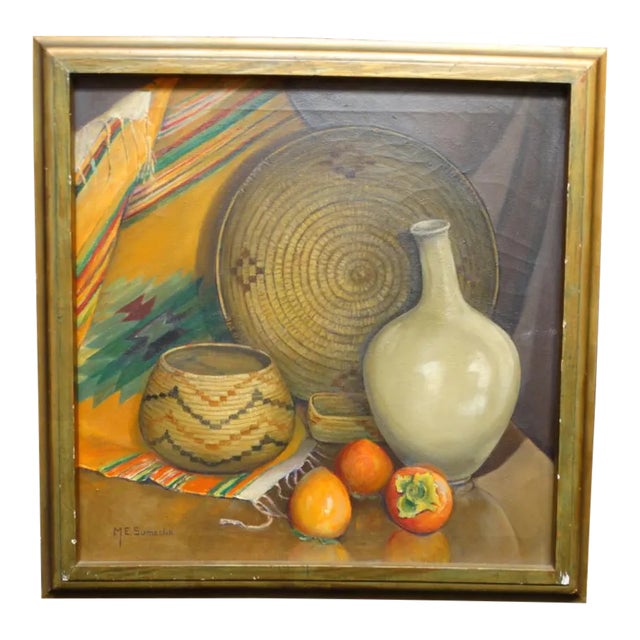 Mabel Sumerlin Mexican Still Life Oil on Board For Sale