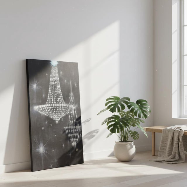 Etherial chandelier starlight modern art print. Finished with phosphorescent paint that will illuminate when charged by...