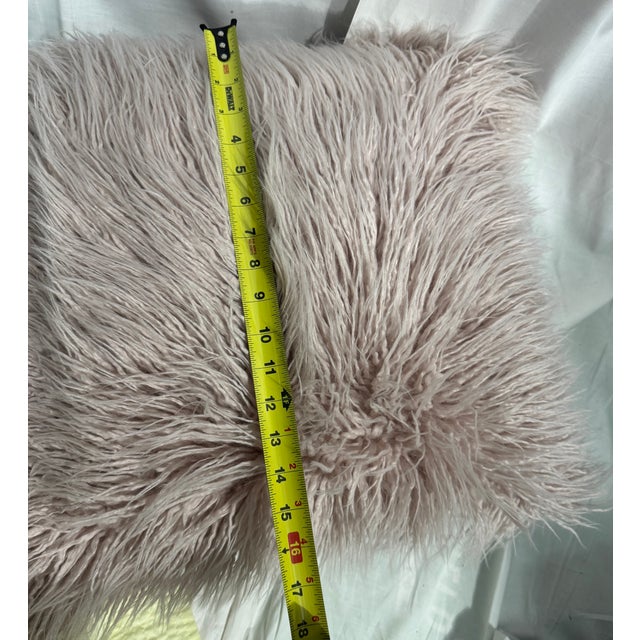 2010s Dusty Pink Mongolian Faux Fur Pillow For Sale - Image 5 of 5
