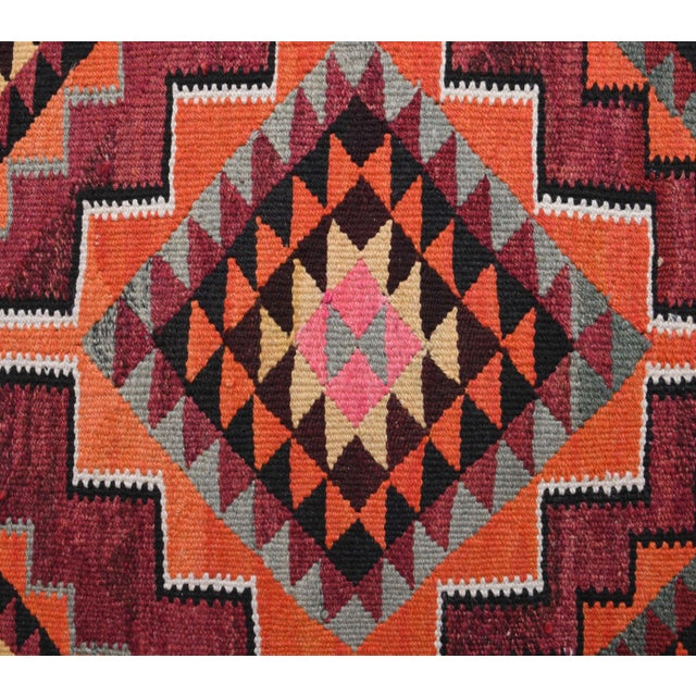 Red 1970s Vintage Turkish Hand-Knotted Wool Cotton Red Runner Rug For Sale - Image 8 of 10