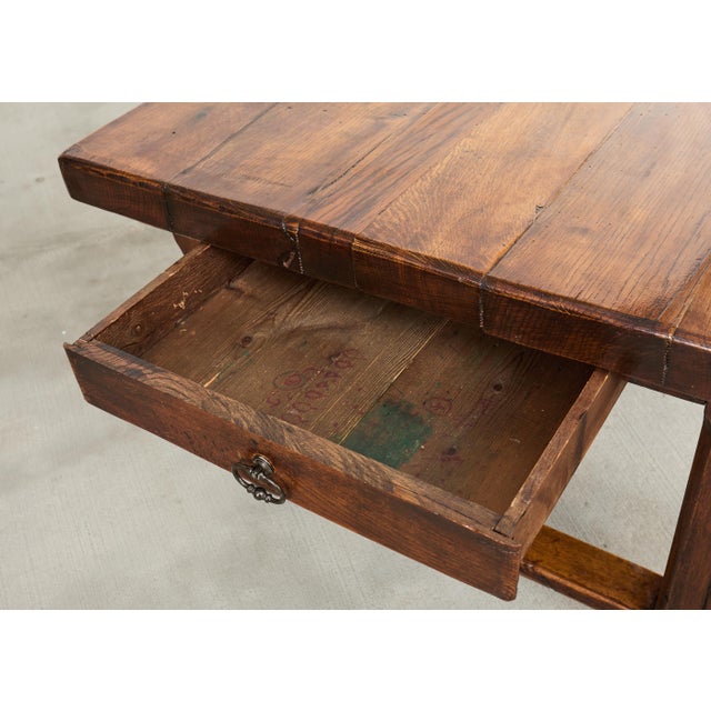 19th Century Country French Oak Farmhouse Trestle Table 9.5 Ft For Sale - Image 12 of 18