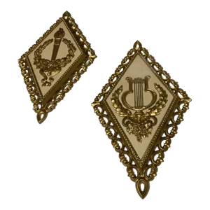 Mid 20th Century Roman Torch Syroco / Homco Plaque Wall Hanging - a Pair