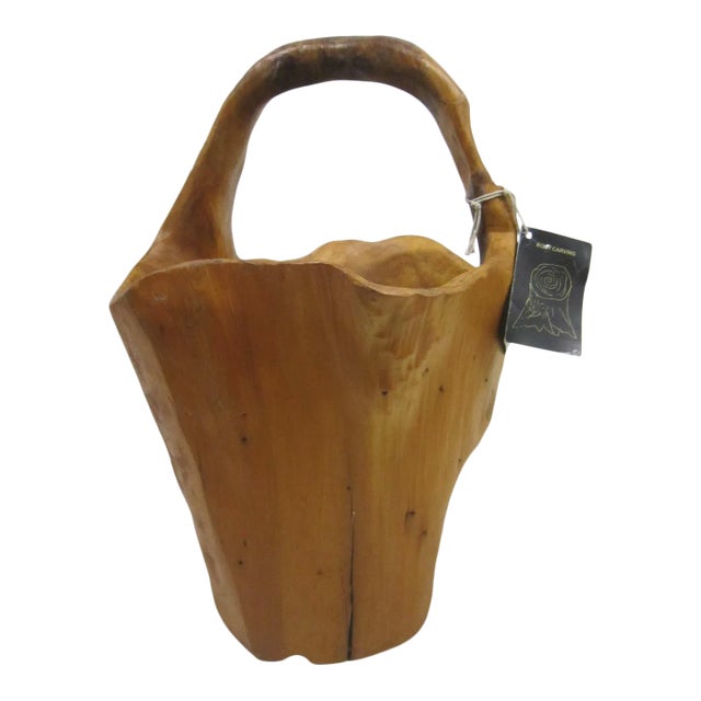 Tall Burlwood Sculpture, Bucket For Sale