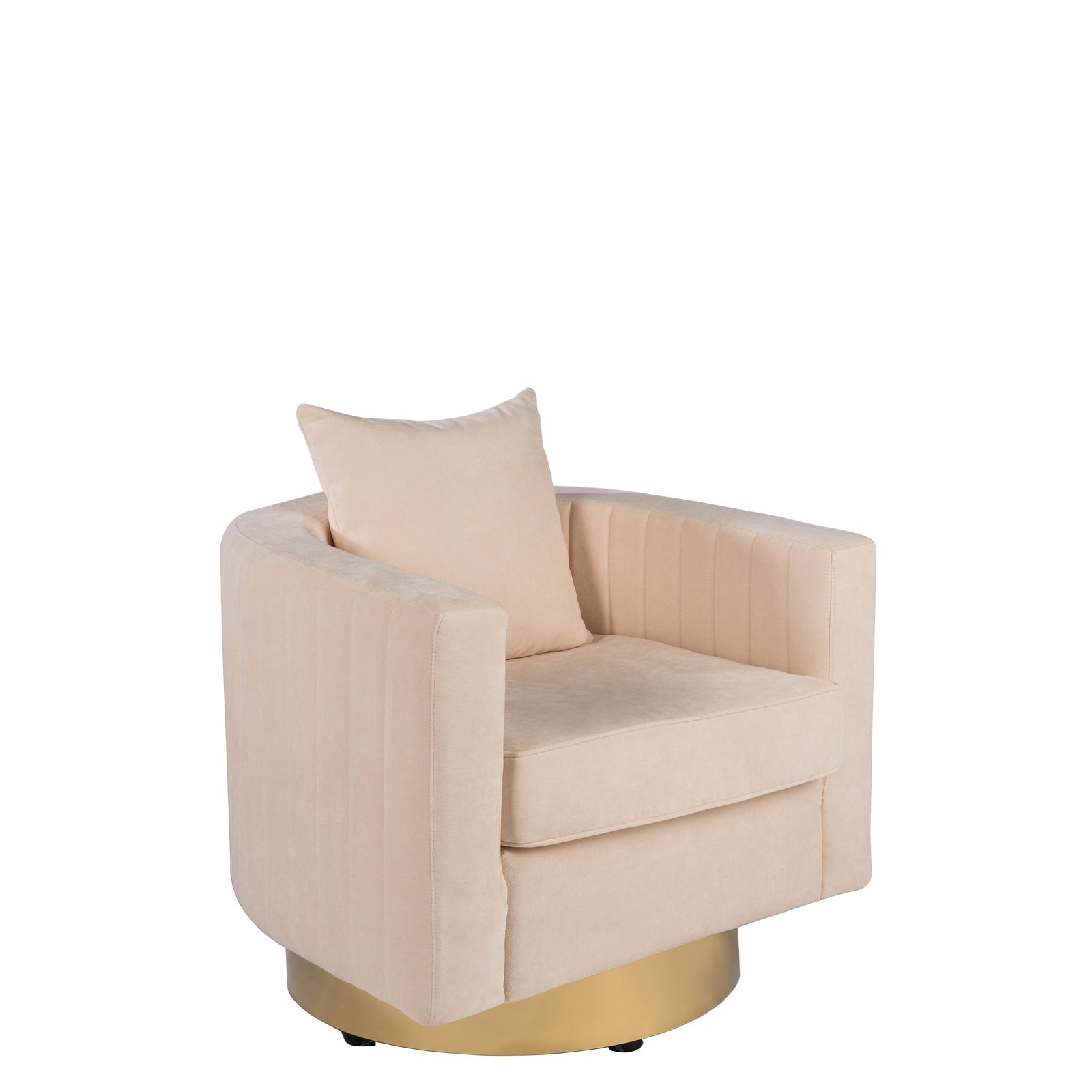 Art Deco Irina Cream Swivel Barrel Chair | Chairish
