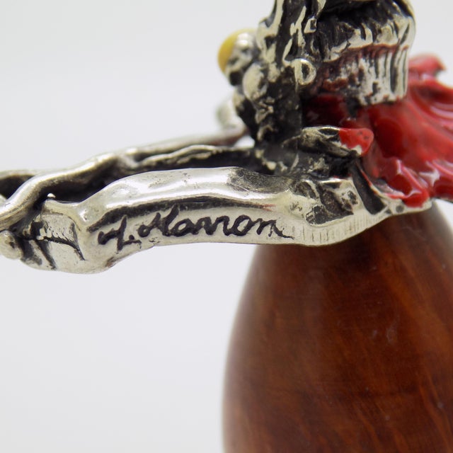 Vintage Italian Handmade Genuine Silver & Wood Violin Player Street Artist Figurine For Sale - Image 10 of 13