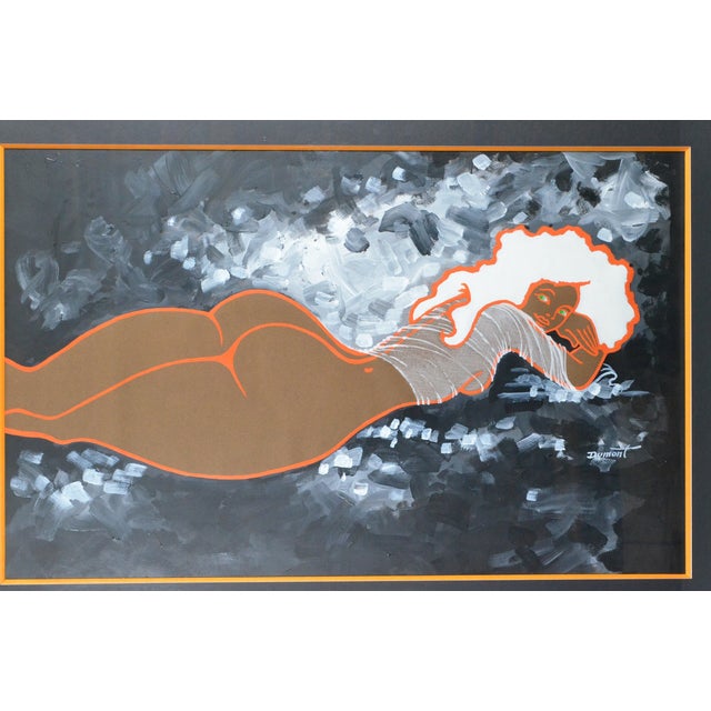 2000 - 2009 Marc Dumont “Nu Orange” French Modernist Female Nude Acrylic Painting For Sale - Image 5 of 12